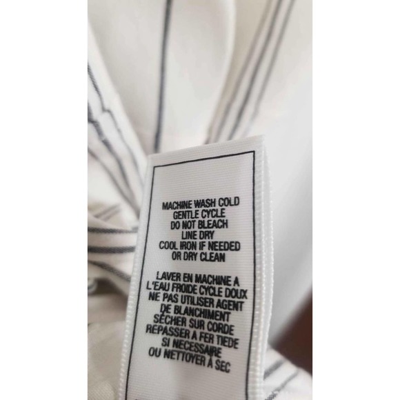 7 For All Mankind Part Linen Ruffle Hem Natural Stripe Dress Size XL - Picture 6 of 7